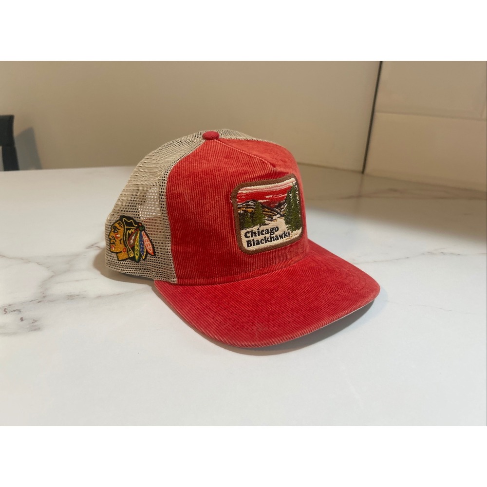 New Era 9FIFTY Chicago Blackhawks Hat Red Corduroy Mesh Snapback Trucker Cap NHL